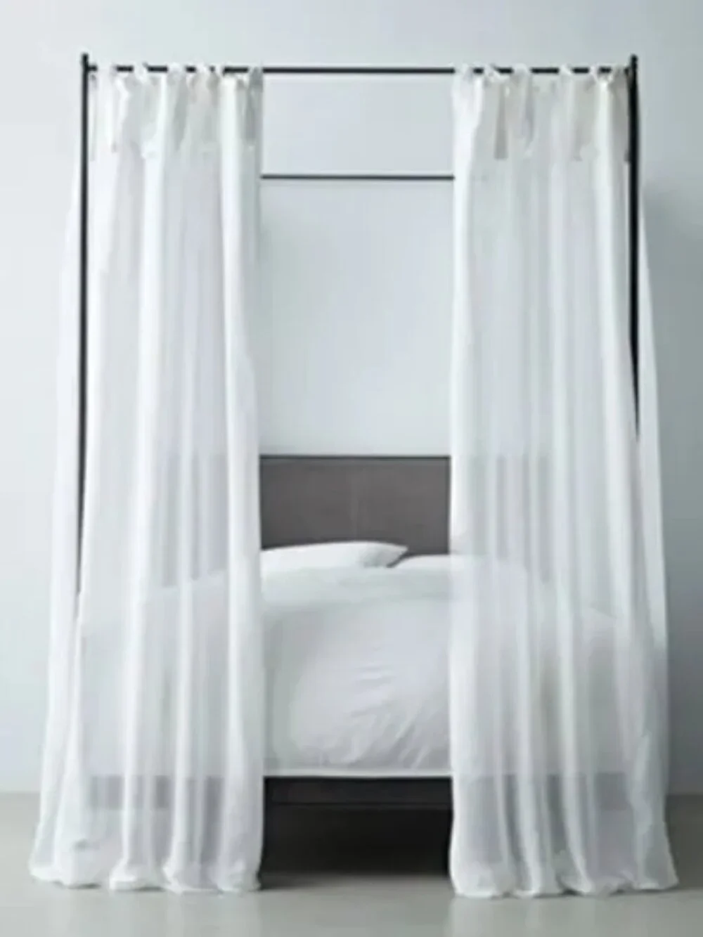 Set of 3 RH Teen Sheer Linen-Cotton Canopy Curtains - White - 42